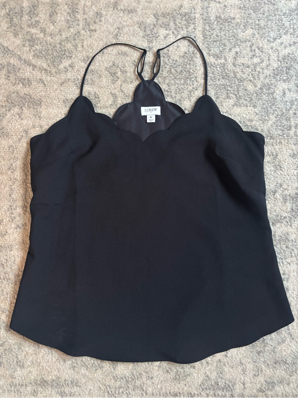 J. Crew Black Scallop-Edge Spaghetti Strap Cami Top